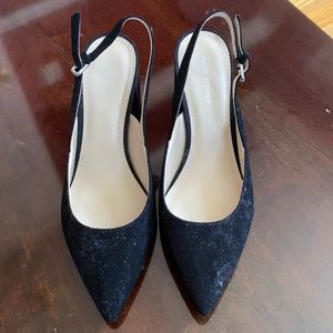 MARC FISHER BLACK VELVET BLOCK HEELS SIZE 8.5